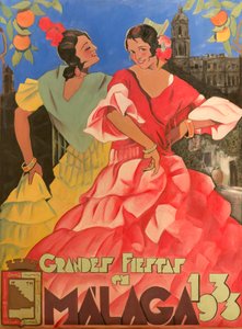 Plakat som reklamerer for Great Festivals of Malaga 1933.